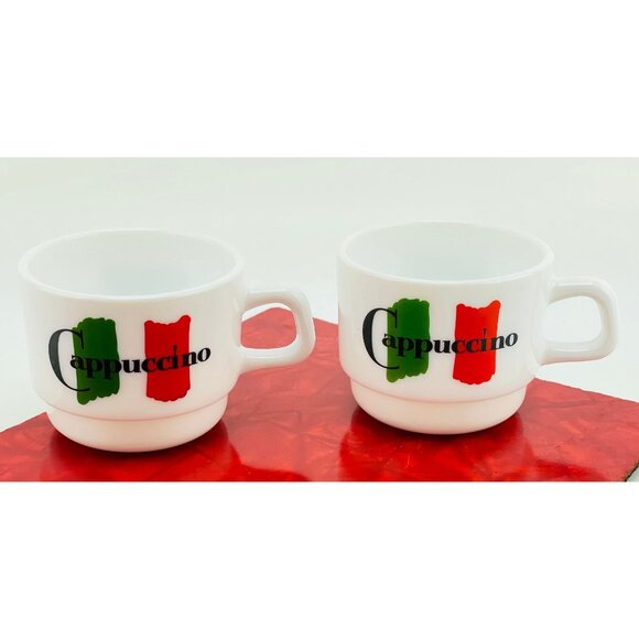 Vintage pair of cups, Maxwell House Cappuccino, French milk glass, Arcopal - Picture 4 of 8